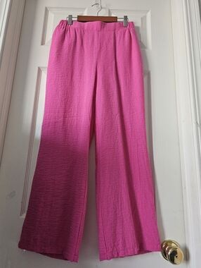 NEW HAPPILY GREY Wms Casual Fuchsia Pants Wide-Leg High-Rise SIZE M